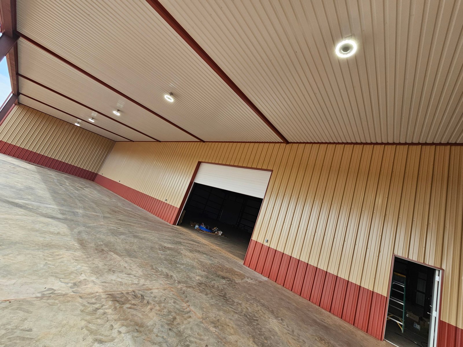LED high-bay lighting in a finished metal building